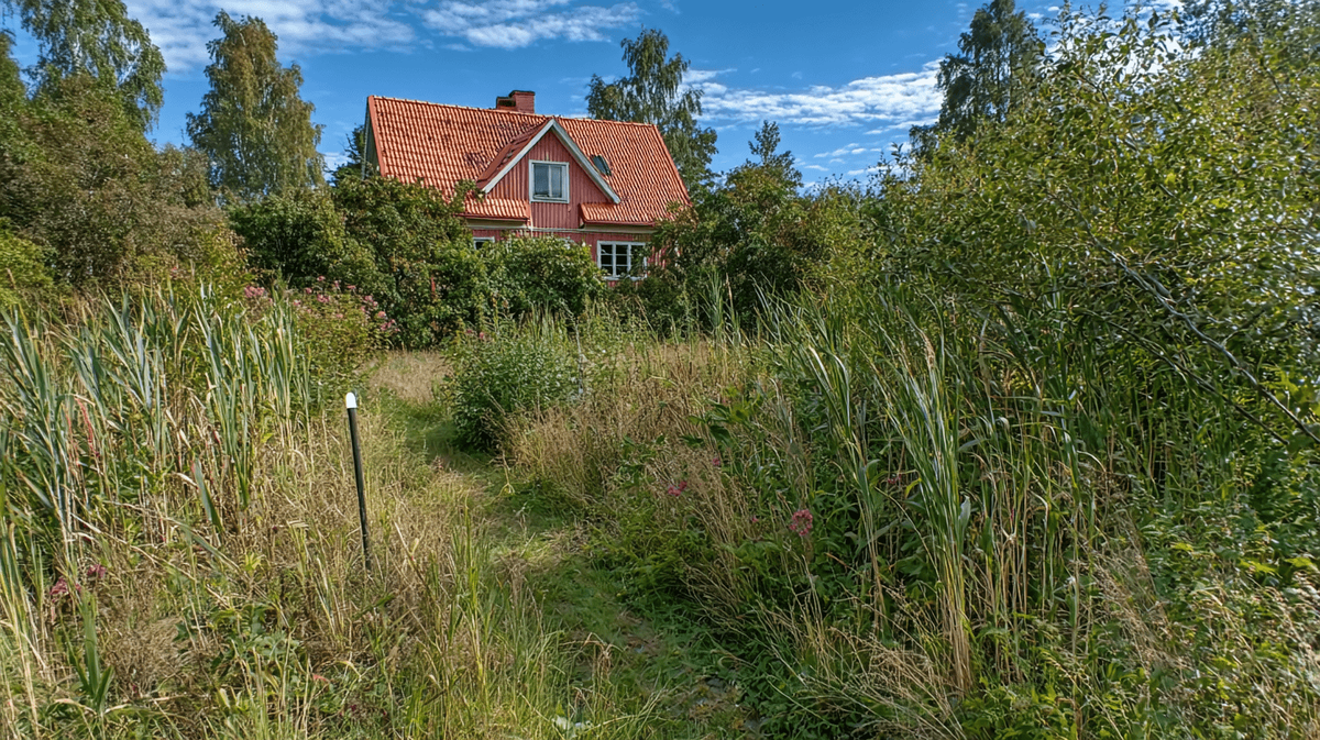 Сорняки - как признак неосвоенности дачного участка. Изображение сгенерировано с помощью нейросети Midjourney