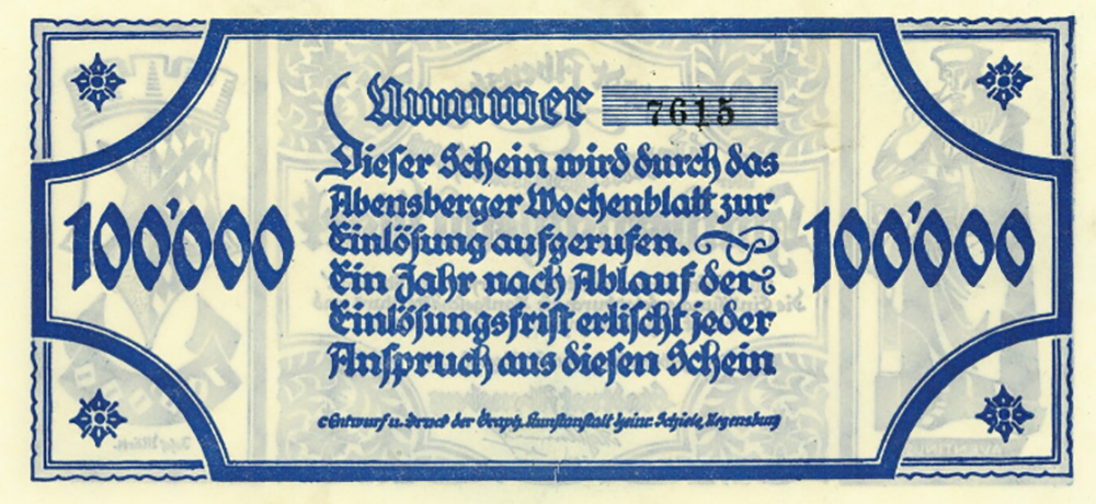 Абенсберг. 100 000 марок 1923 (реверс)