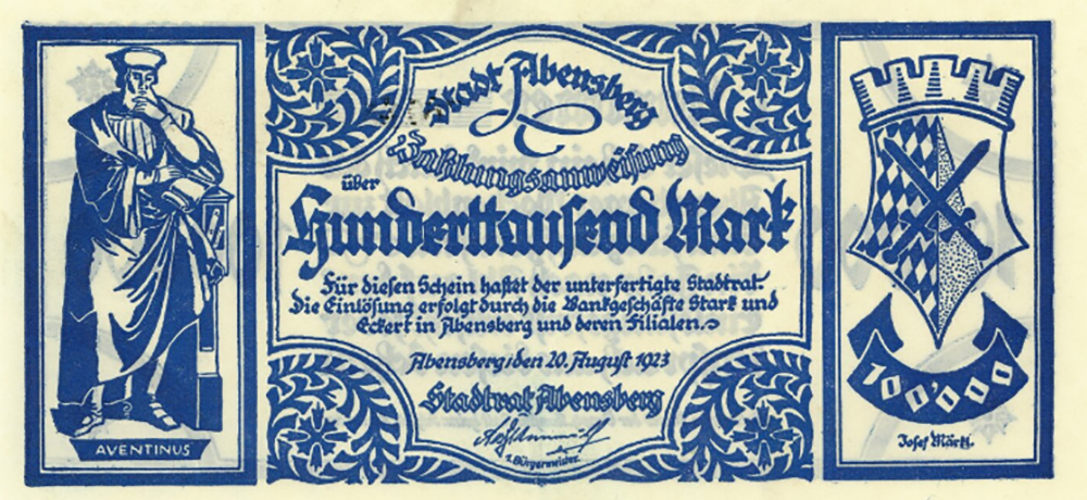Абенсберг. 100 000 марок 1923 (аверс)