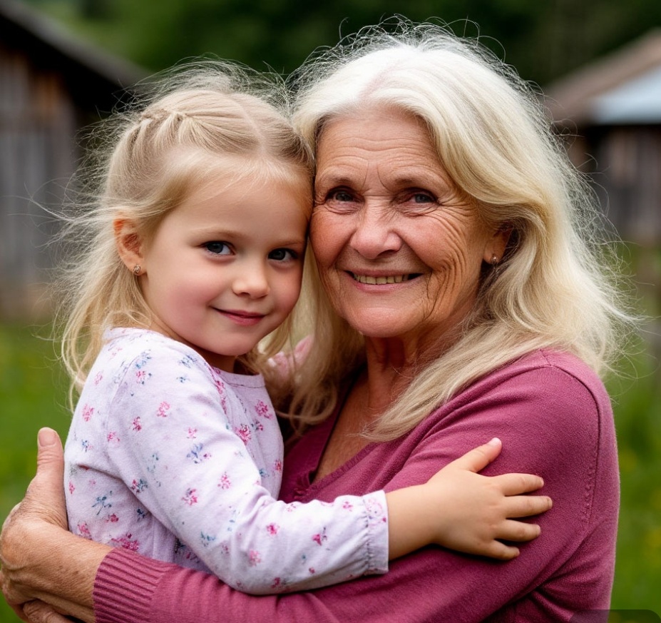 Настя рада встрече с бабой Дусей