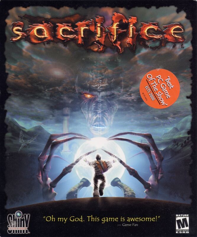 Обложка компьютерной игры Sacrifice, официальная, зарубежная версия