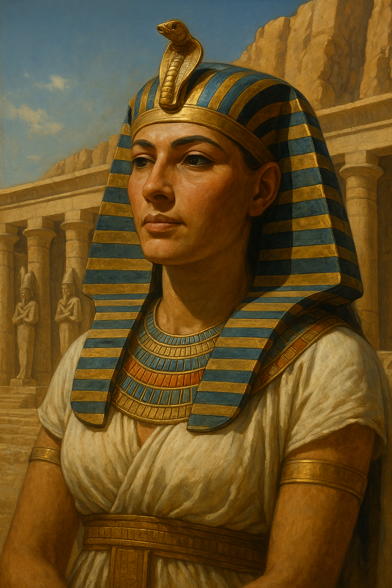 Хатшепсут — фараон Египта в традиционном царском облачении. Женщина, изменившая правила игры в мире, где власть считалась мужской привилегией.