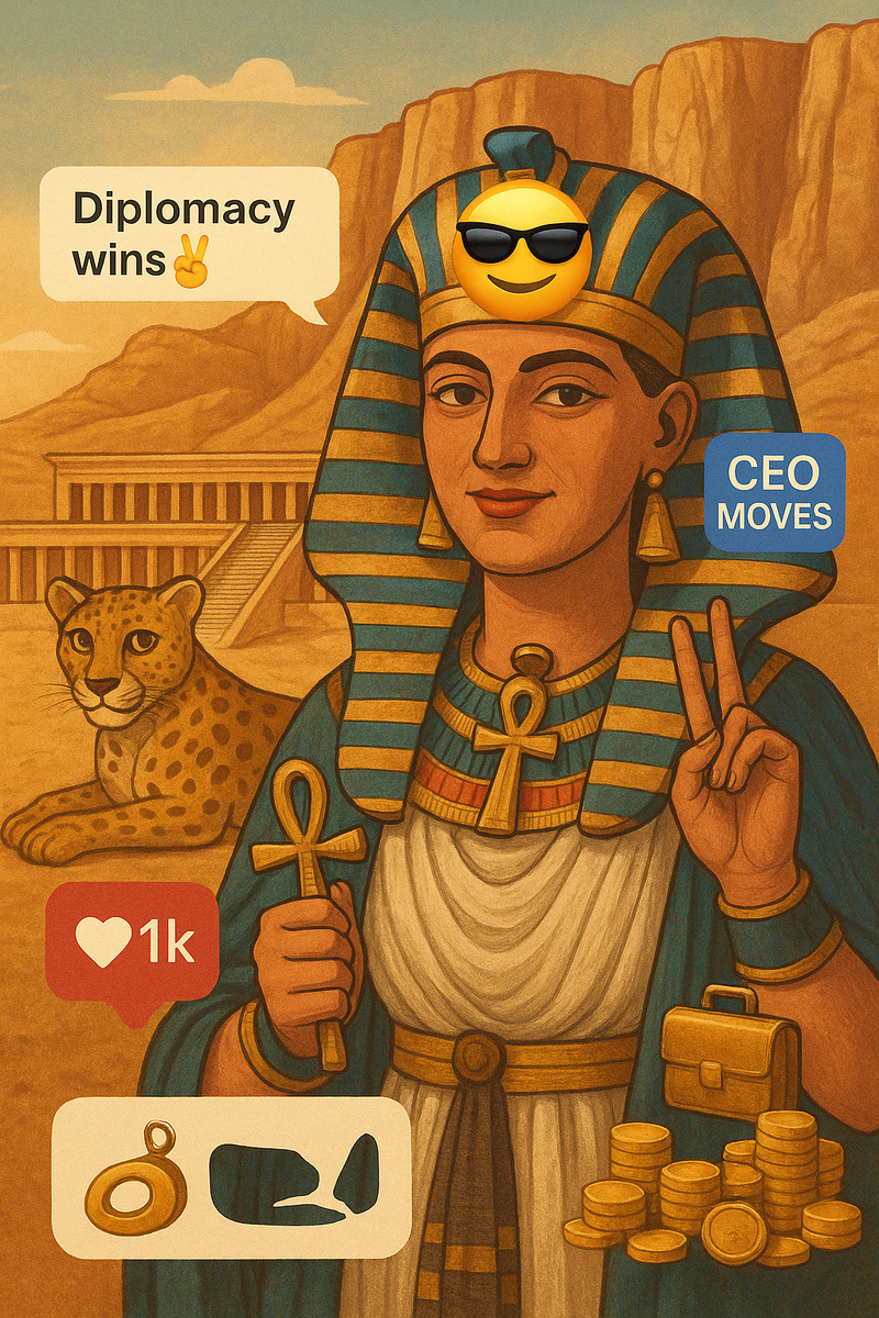 Хатшепсут — фараон в стиле XXI века: жрица дипломатии, архитектор эпохи и первый в истории CEO в короне. Она бы точно взорвала Instagram.