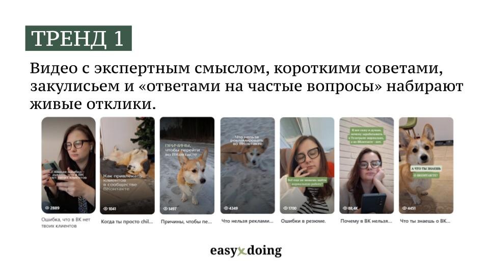 Видео с экспертным смыслом, короткими советами, закулисьем и «ответами на частые вопросы» набирают живые отклики.