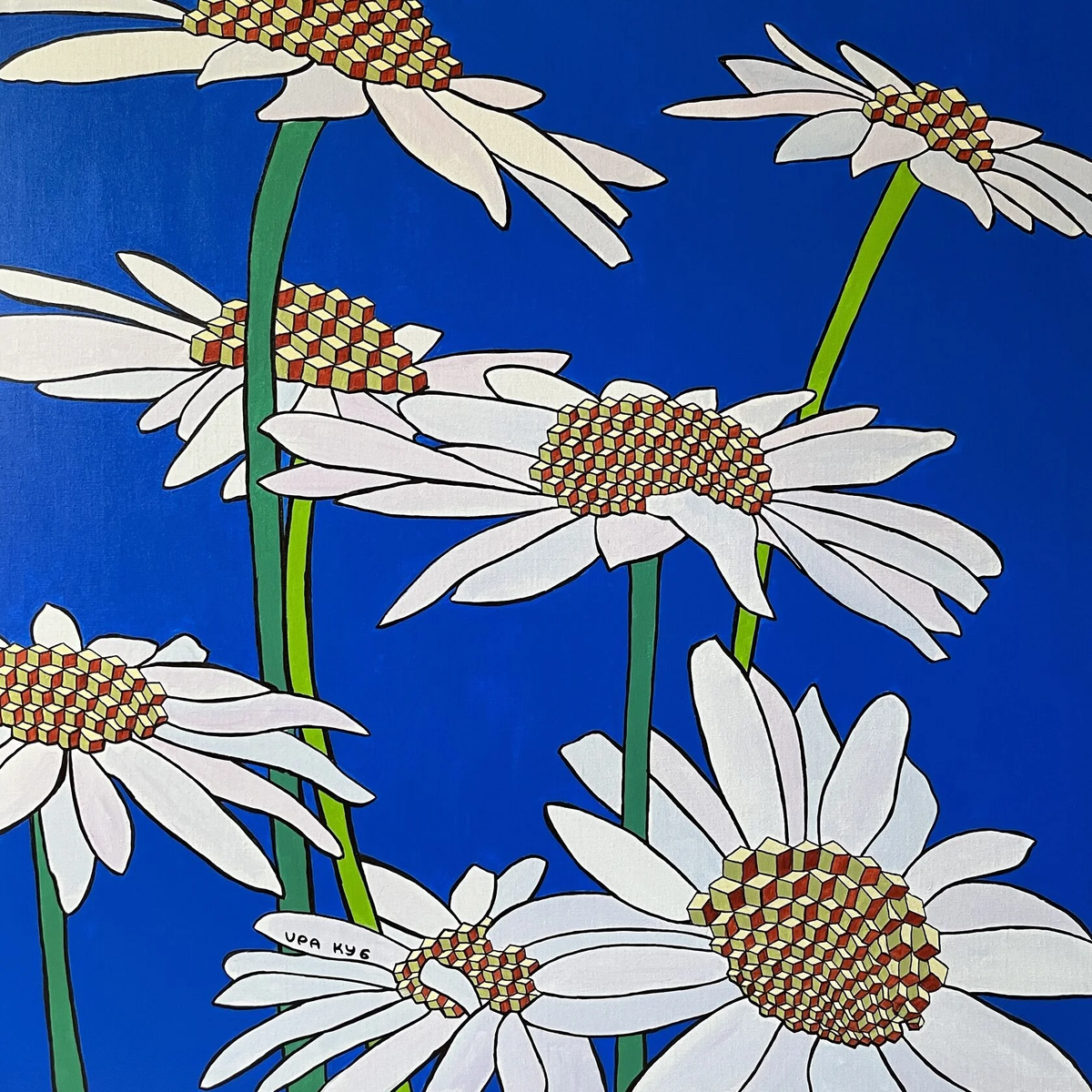 Ромашки. 2024 г. Холст, акрил. 100 x 100 см