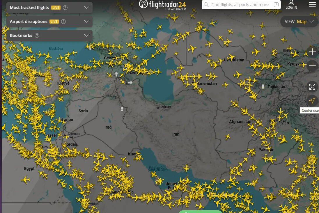    Фото: скриншот с сайта flightradar24