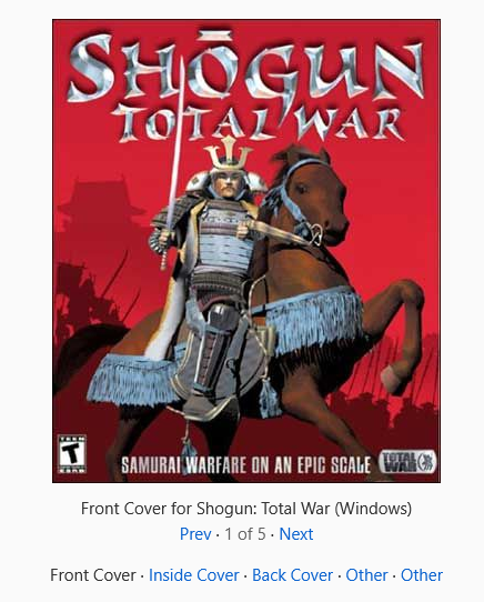 Обложка компьютерной игры Shogun: Total War, официальная, зарубежная версия