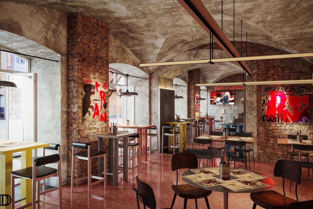 Рендеры интерьера ресторана Frank