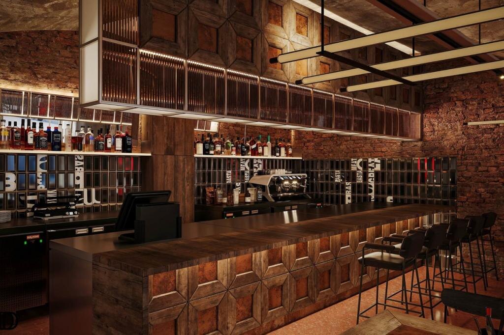 Рендеры интерьера ресторана Frank