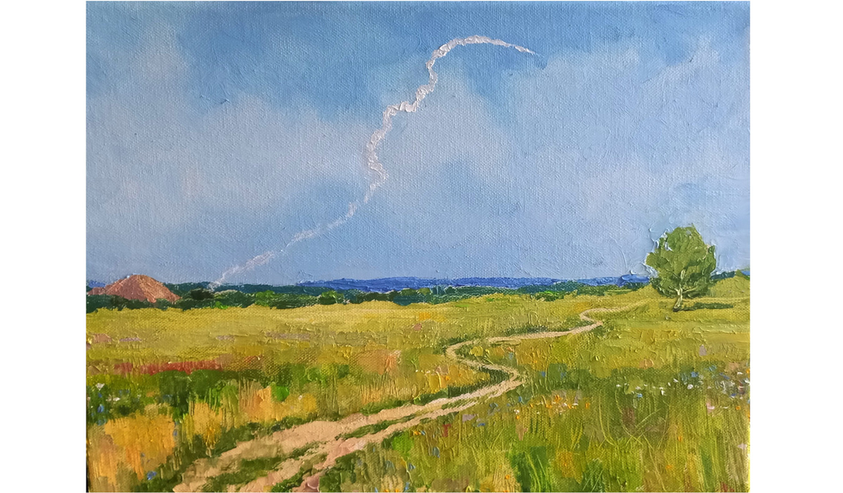 «Земные тропинки и небесные траектории Донбасса» Холст. Масло. 2025 год Канал «Донецк есть»