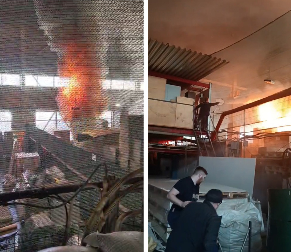 Кадры с места происшествия, начало пожара