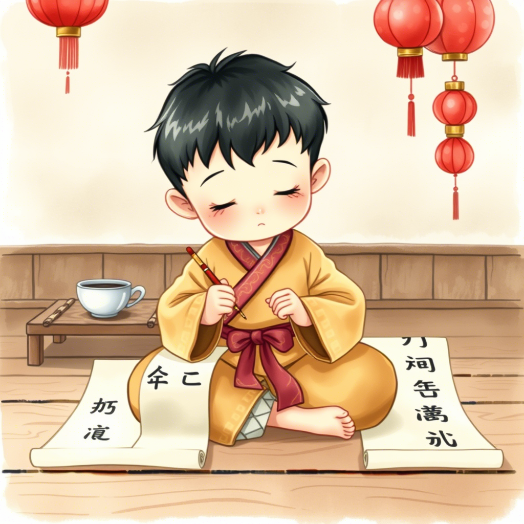 Представь, что ты живёшь в Древнем Китае. Вместо школы ты ходишь к учителю, вместо ручки — кисточка, а вместо тетрадей — бумажные свитки.