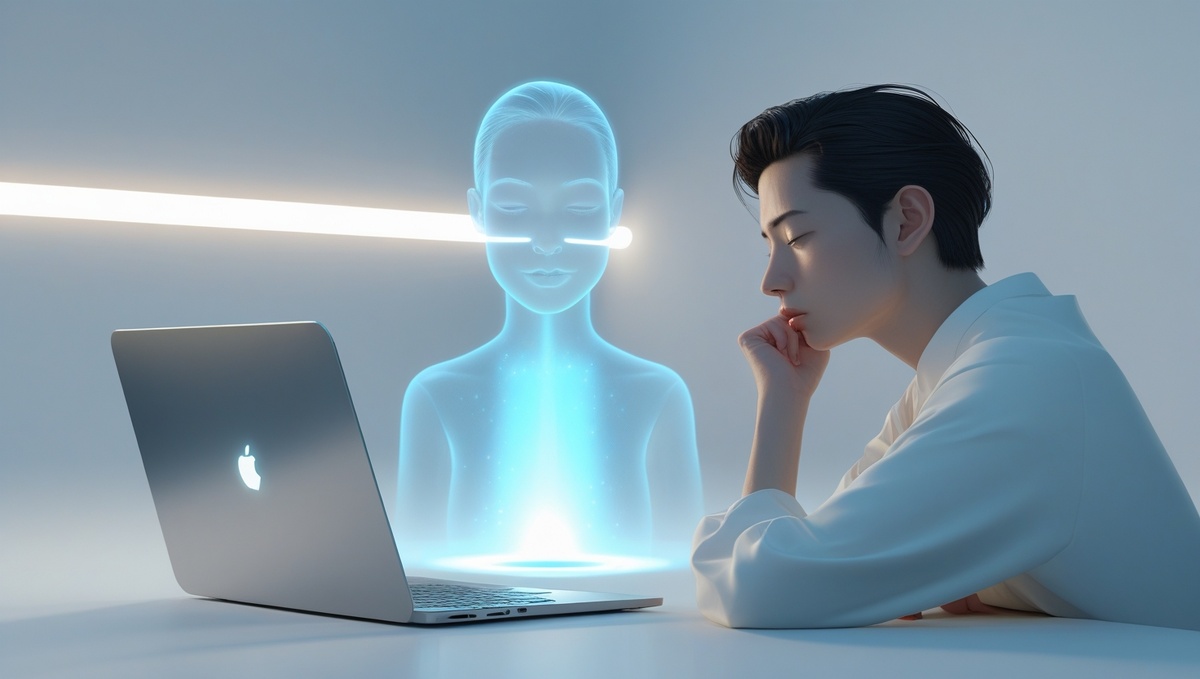 Тонкая грань между технологиями и человеком, в момент внутреннего вопроса.