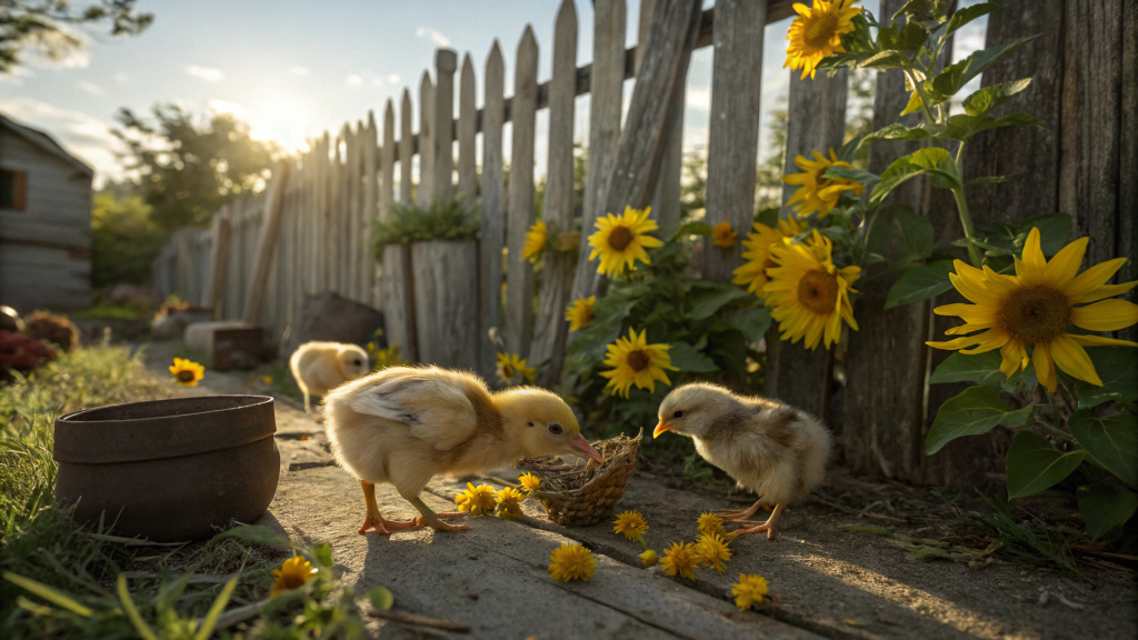 Кроме полноценного питания наши курочкам нужны прогулки на свежем воздухе с смого раннего возраста