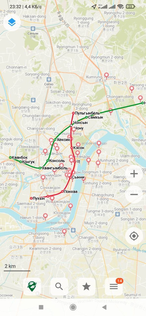 Схема линий метрополитена Пхеньяна. Сынни, кстати, означает "Победа" по-корейски.