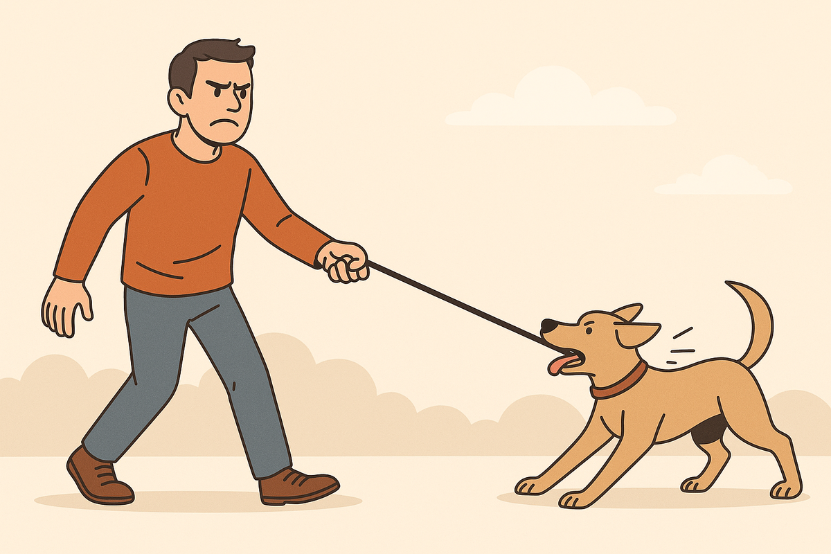 собака тянет поводок