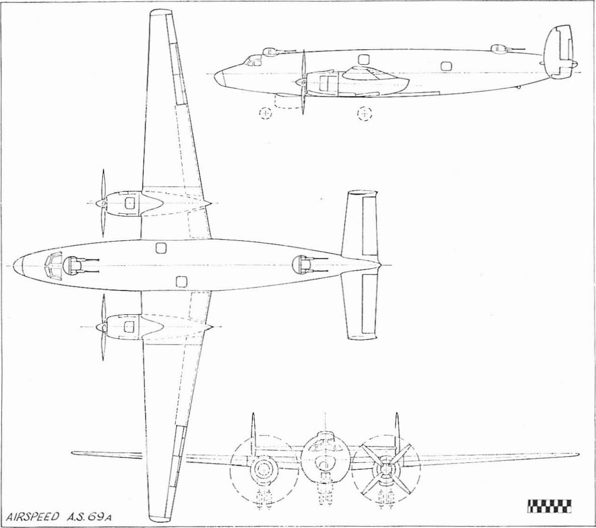 схема проекта морского самолета-разведчика и противолодочного самолета Airspeed AS.69A