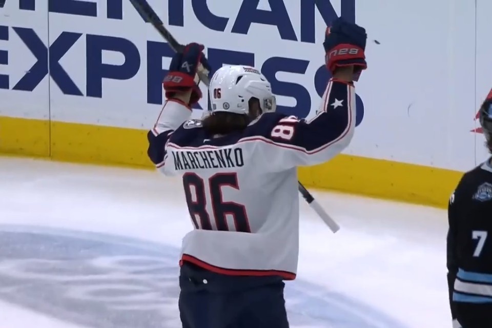    Марченко побил личный рекорд результативности. Скриншот видео сайта ХК "Коламбус"