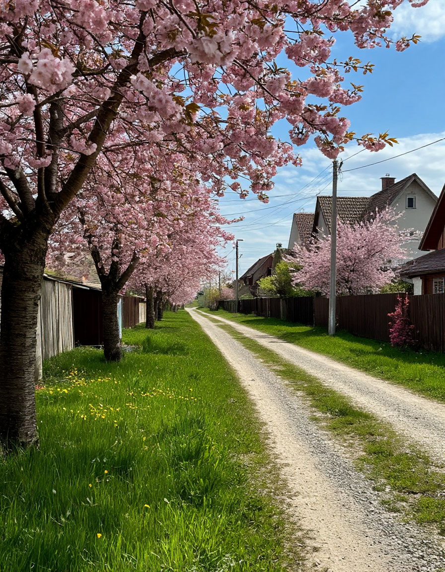 картинка создана автором с помощью нейросети Весна в деревне
