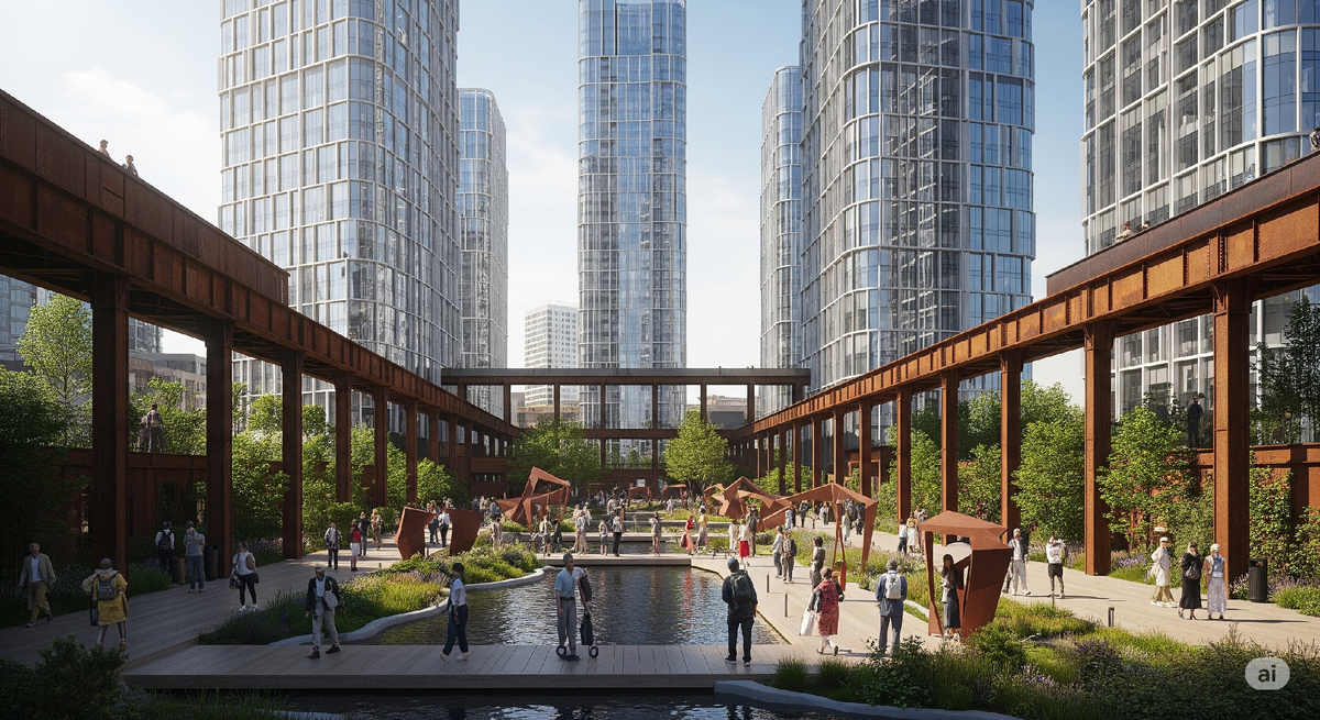 Бывшая промзона в Москве преображается в современный жилой район с парками и новостройками по программе МИГ.