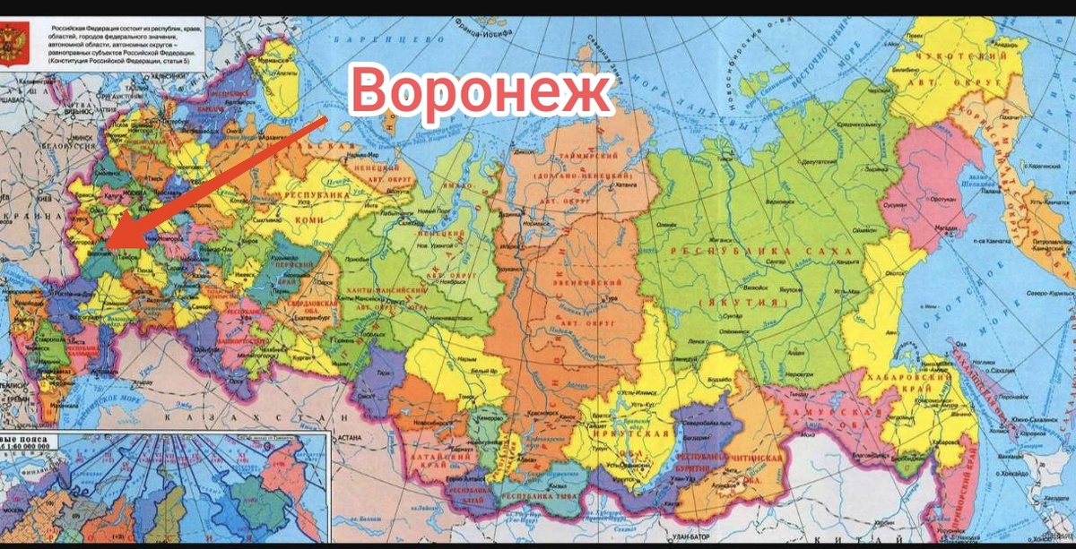 Воронеж на карте России