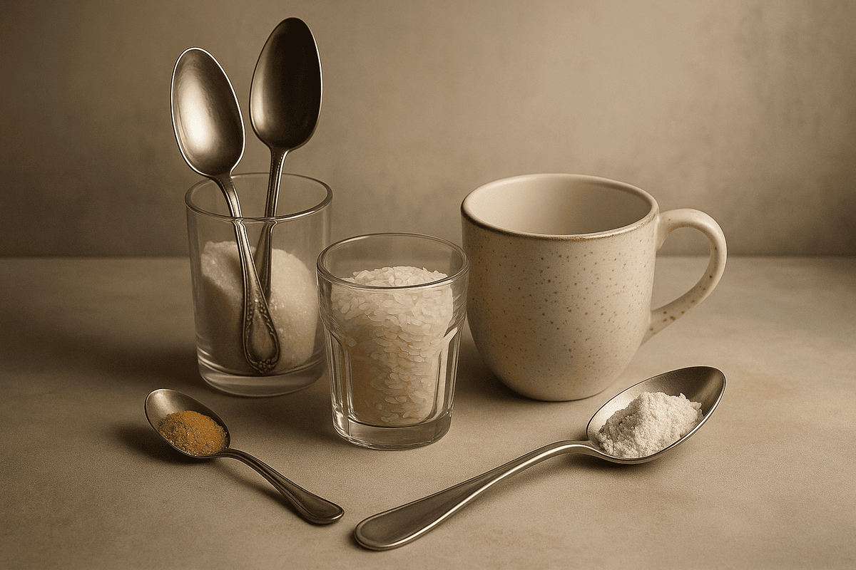    В старинных русских поваренных книгах XIX века порции тоже указывались в ложках и стаканах, а не в граммах. Весы на кухне — довольно позднее изобретение!