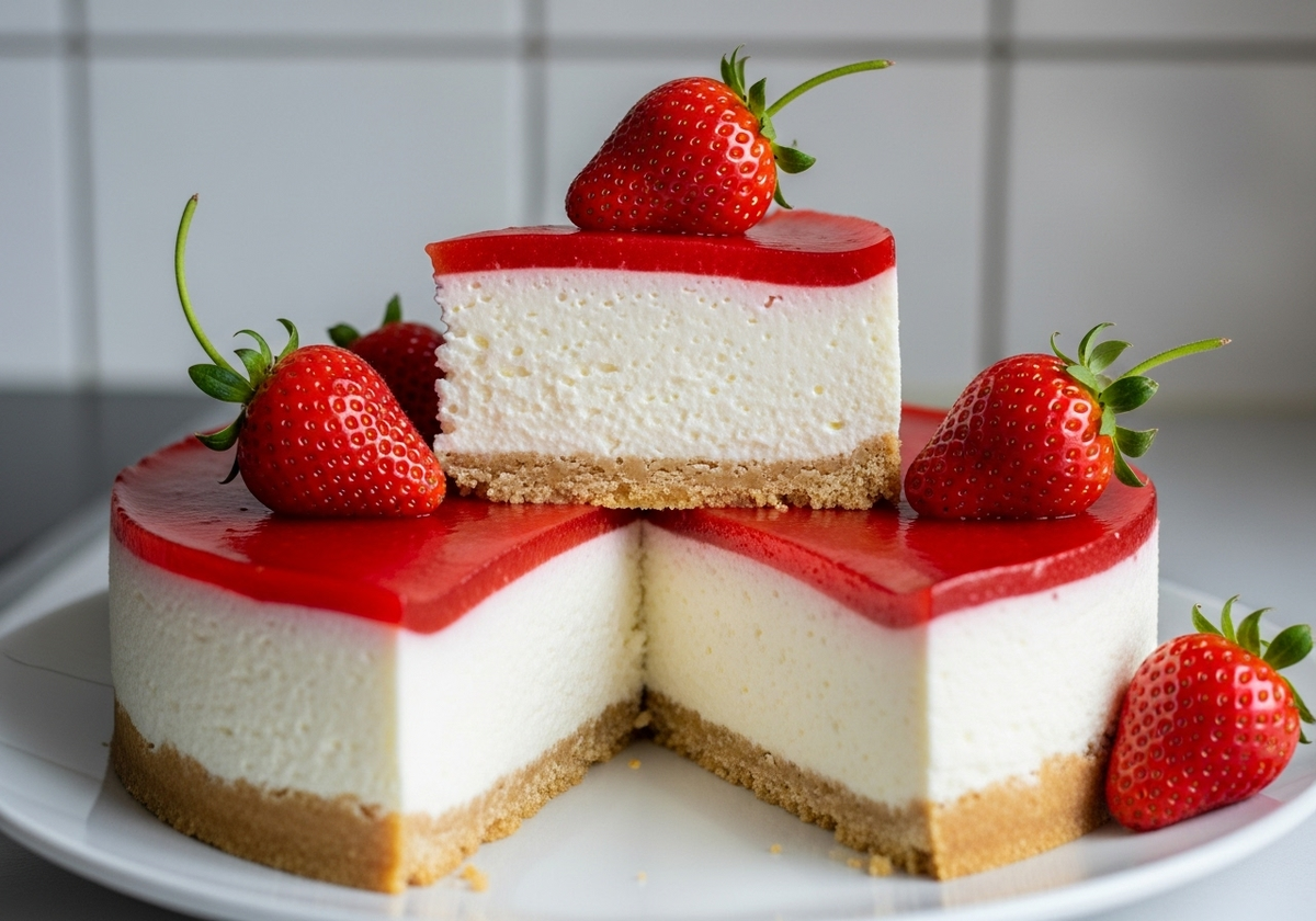 творожно-клубничный десерт с желатином