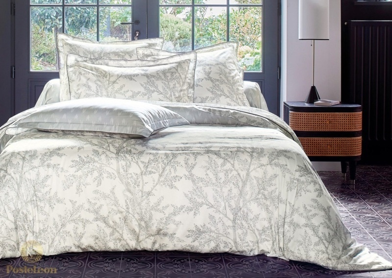 Комплект Blanc Des Vosges из хлопка сатина, модель Broceliande Brume