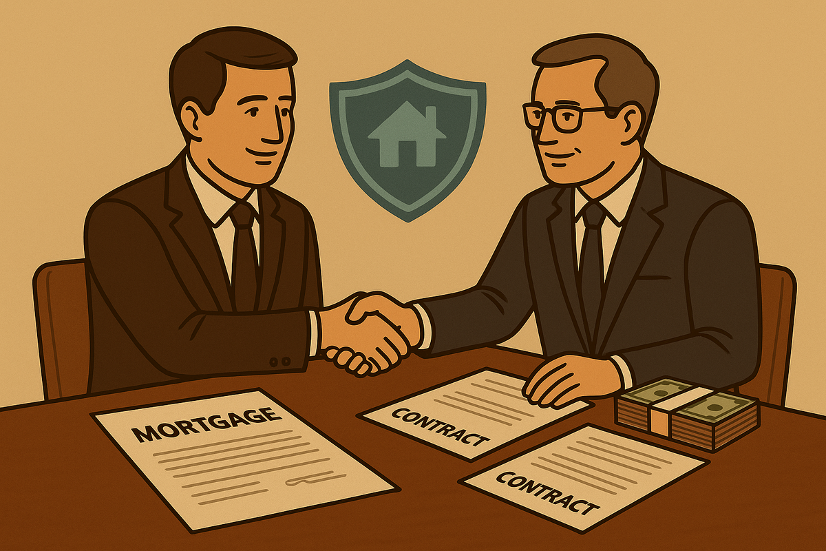 Деловые партнеры заключают сделку по залоговому кредитованию