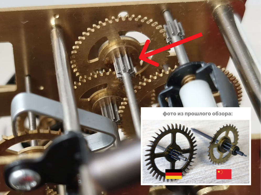стрелка указывает на усовершенствованный триб механизма Chefoo