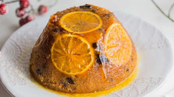 Christmas steamed sponge pudding