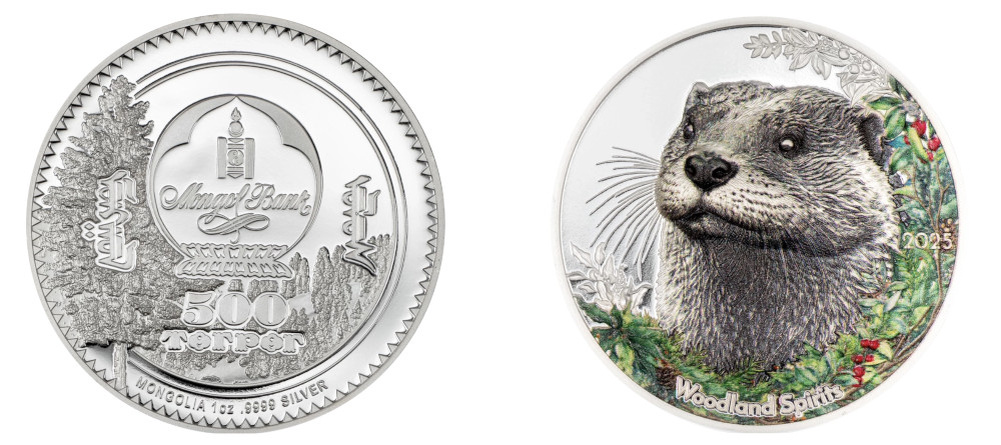    Памятная монета Монголия 500 тугриков 2024, речная выдра