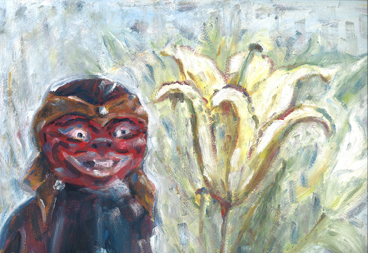 Чепот и лилии, масло, бумага А3, 2025. Лаос. Владимир Кири.