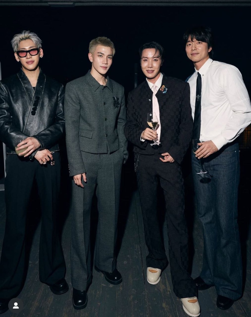 Это афтепати после показа Луи Виттон в Париже, БэмБэм из GOT7, Фот Наттават, Джей Хоуп из BTS и Гон Ю