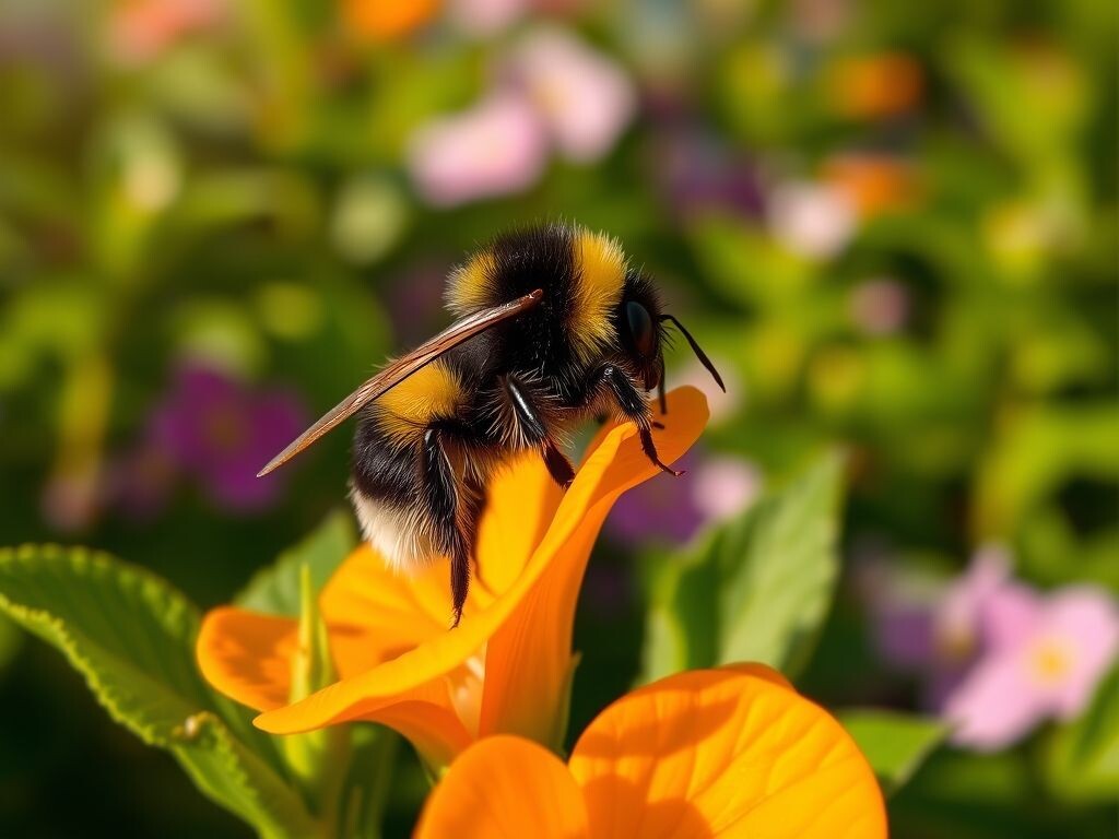 шмель сидит на цветке 
