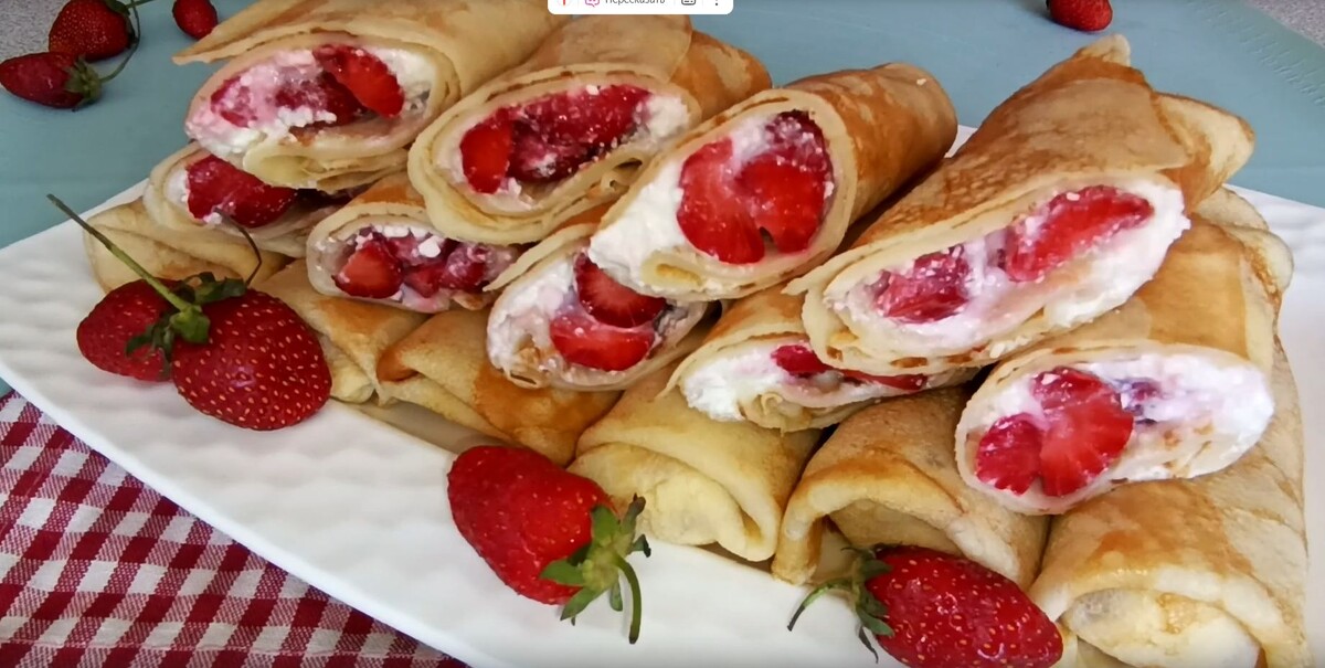 🍓 Блины с клубнично-творожной начинкой