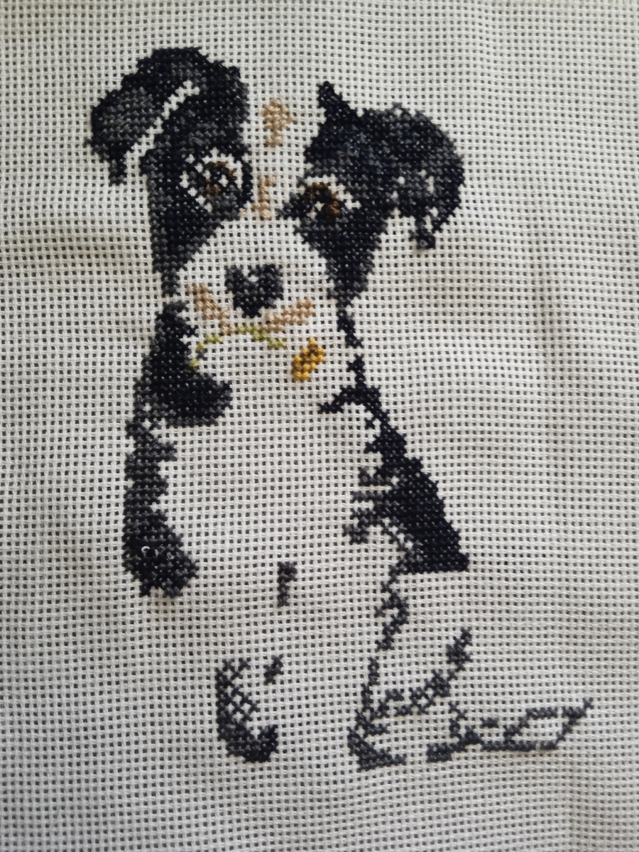 В зубах цветок держит, милый щенок