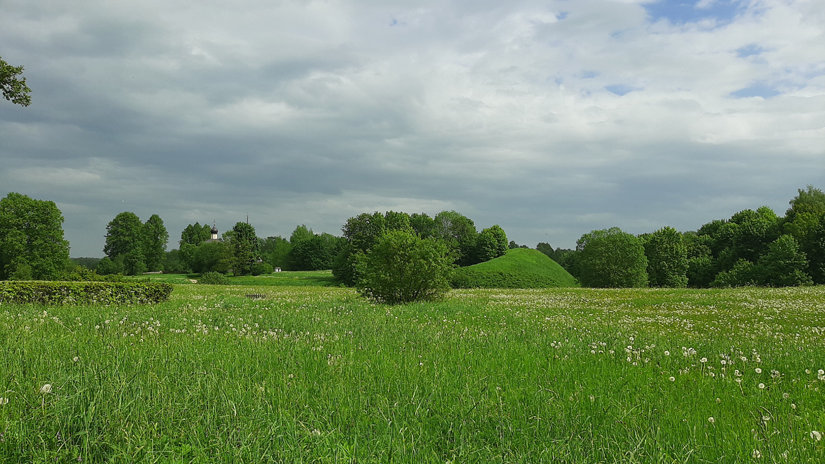 Вид на Воронич и купол Георгиевской церви близ Тригорского