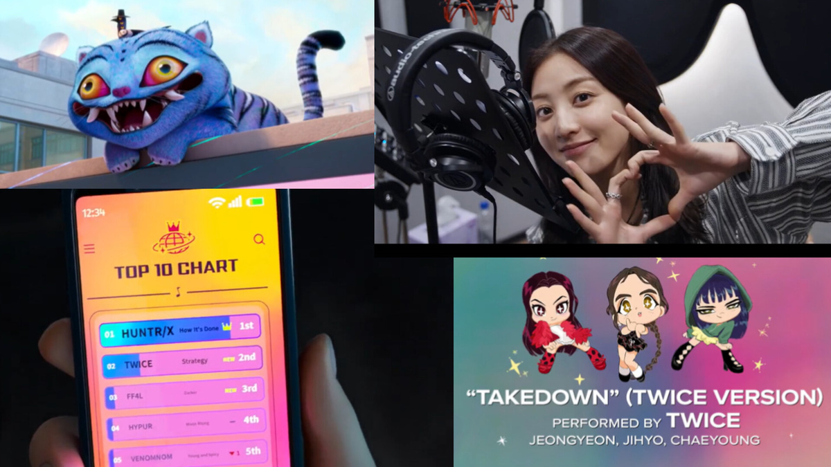 кадры с группой Твайс из мультфильма «Кей-поп-охотницы на демонов»