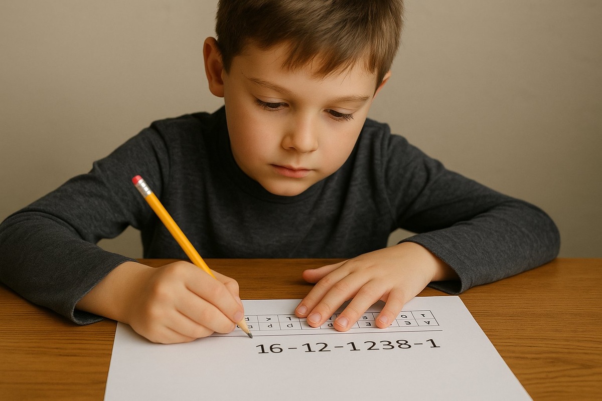 Ребенок разгадывает шифр