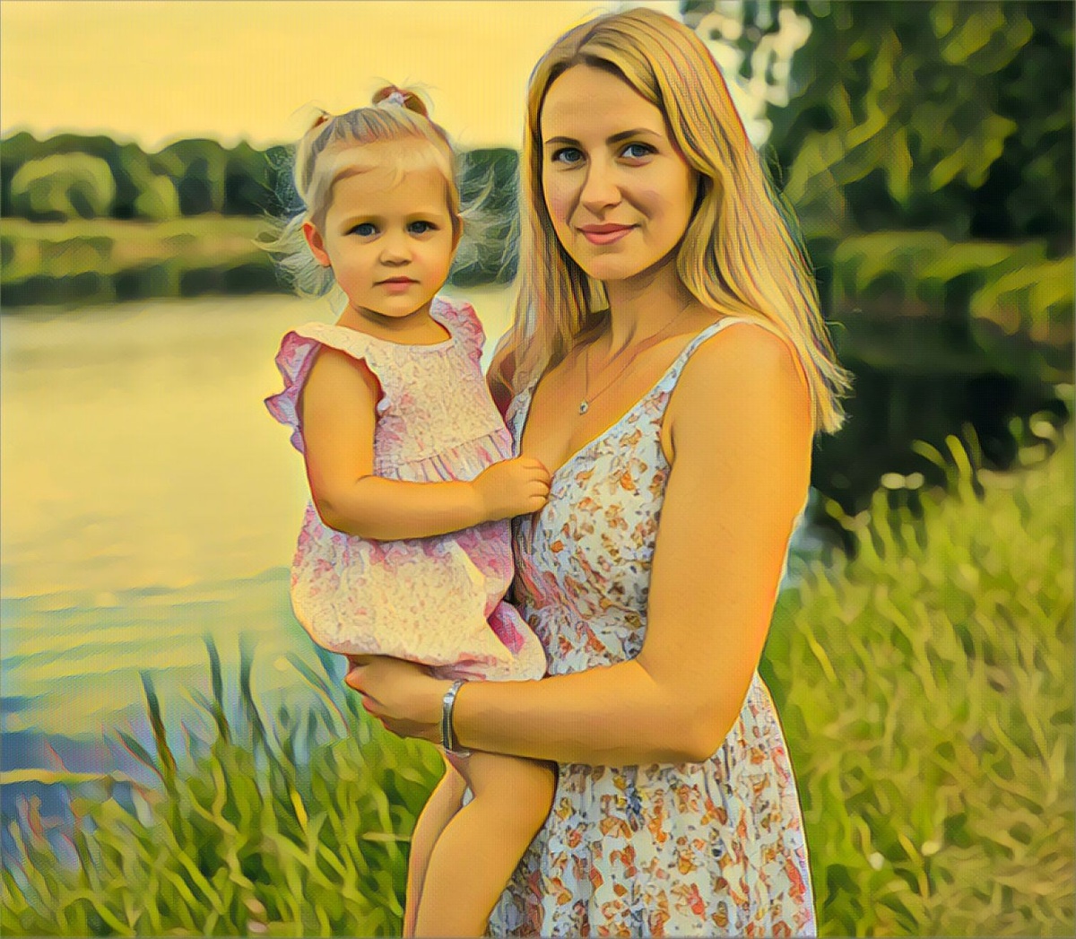 Даша и Настя на речке