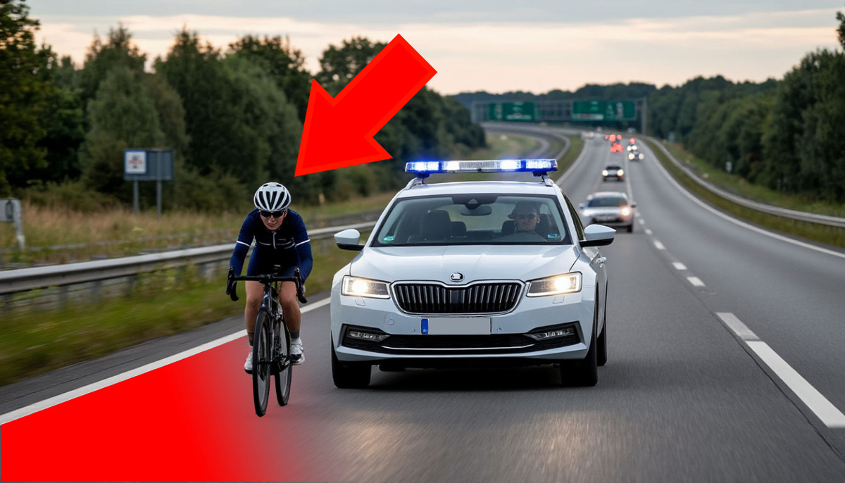 ГИБДД едет за велосипедистом