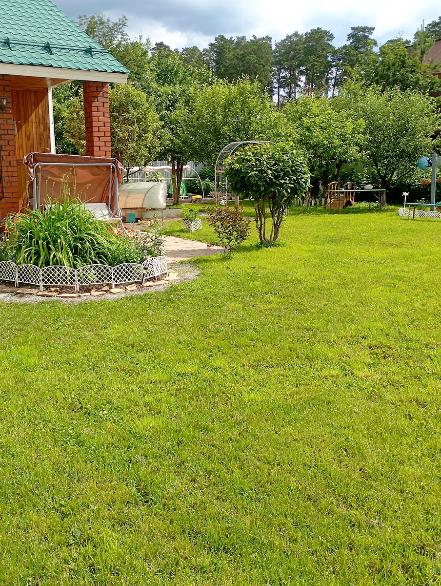 Это наша  поляна , а за домом сад