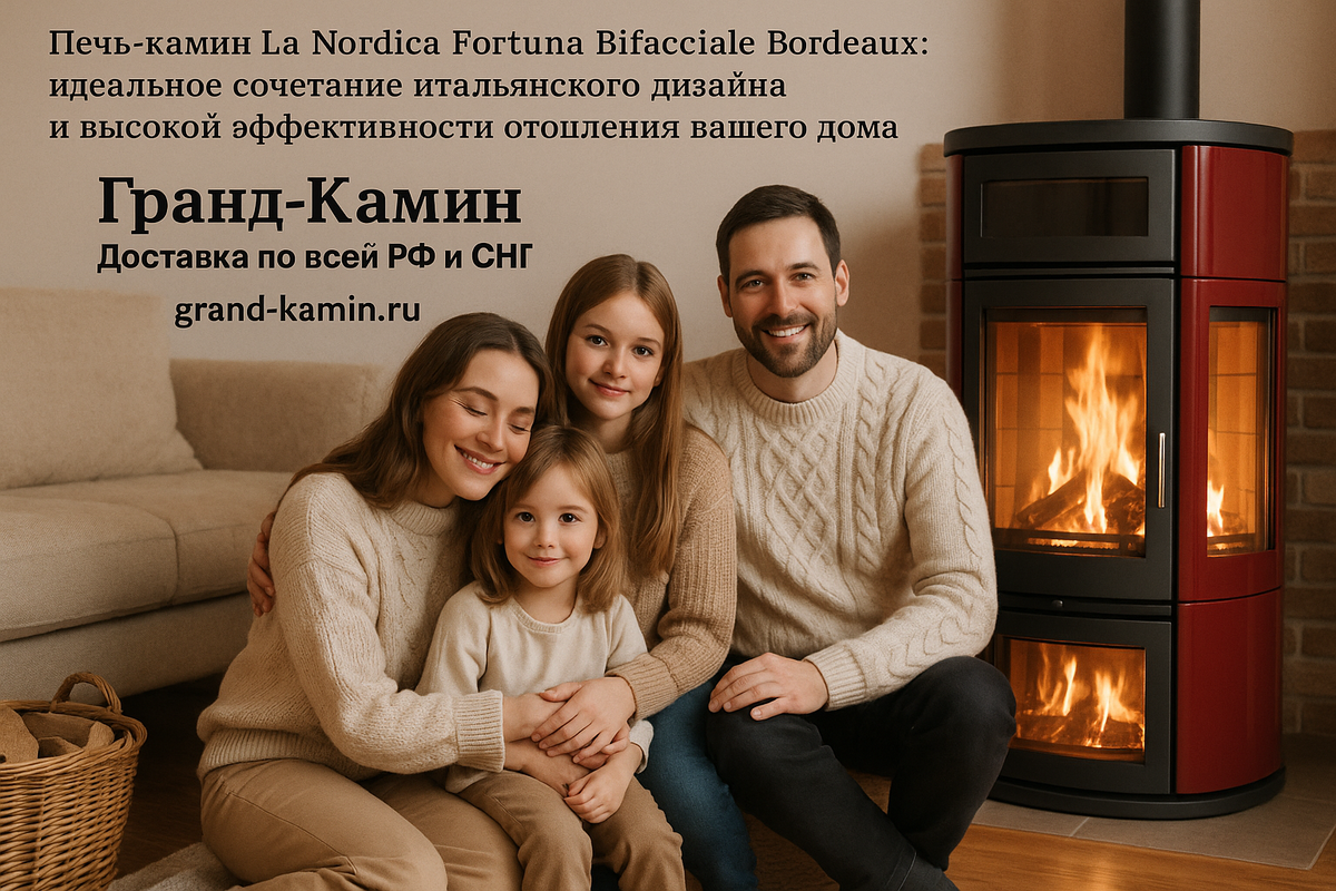    Печь-камин La Nordica Fortuna Bifacciale Bordeaux: идеальное сочетание итальянского дизайна и высокой эффективности отопления вашего дома Kamin