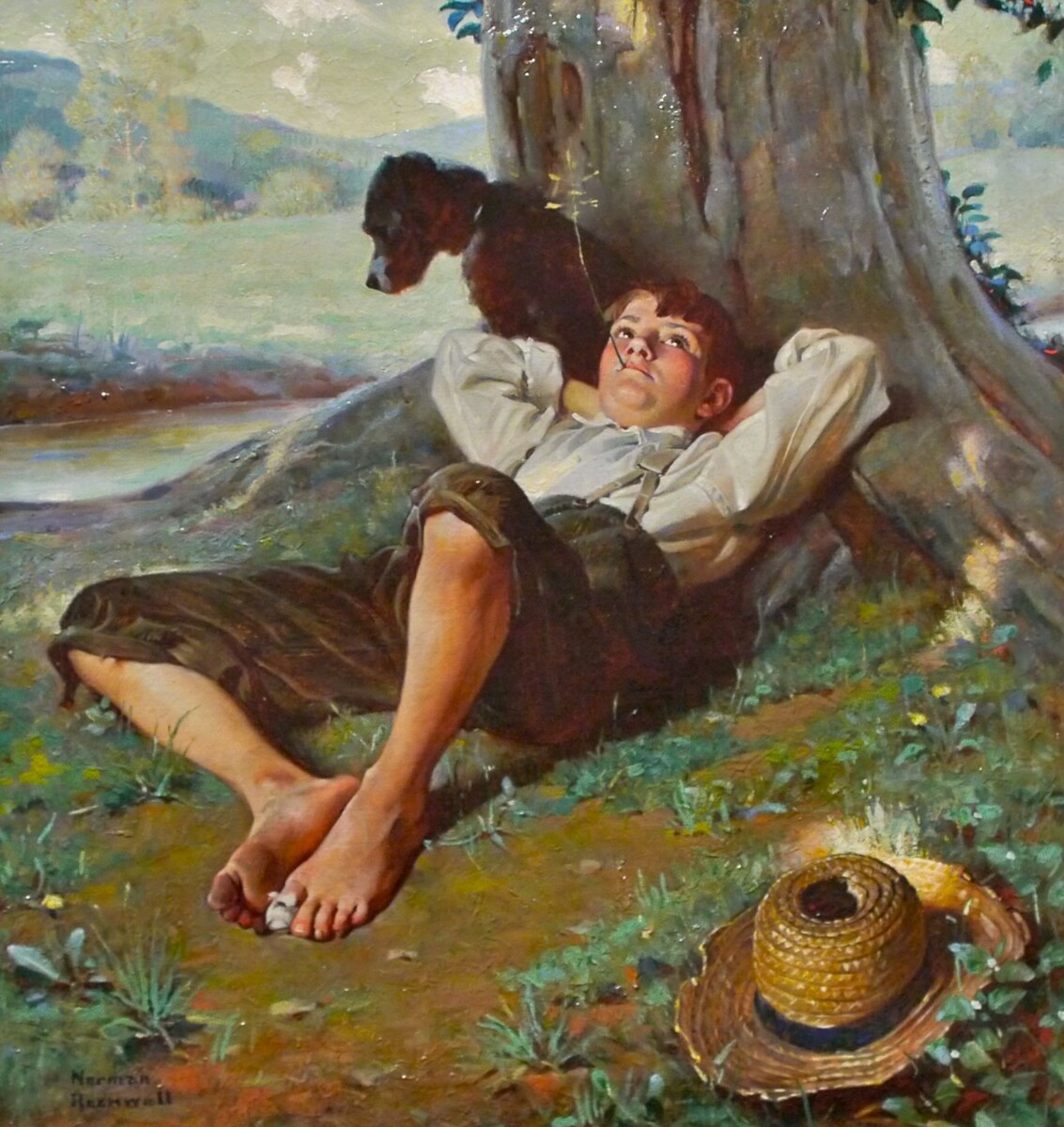 Норман Роквелл «Мечтающий босоногий мальчик», 1922 год