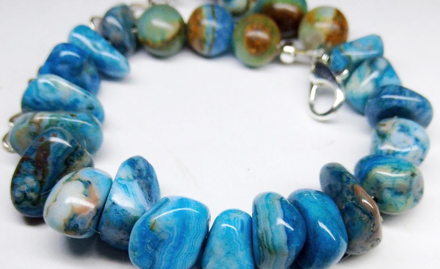 💙Браслет из океанической яшмы, браслет из синих натуральных камней💙