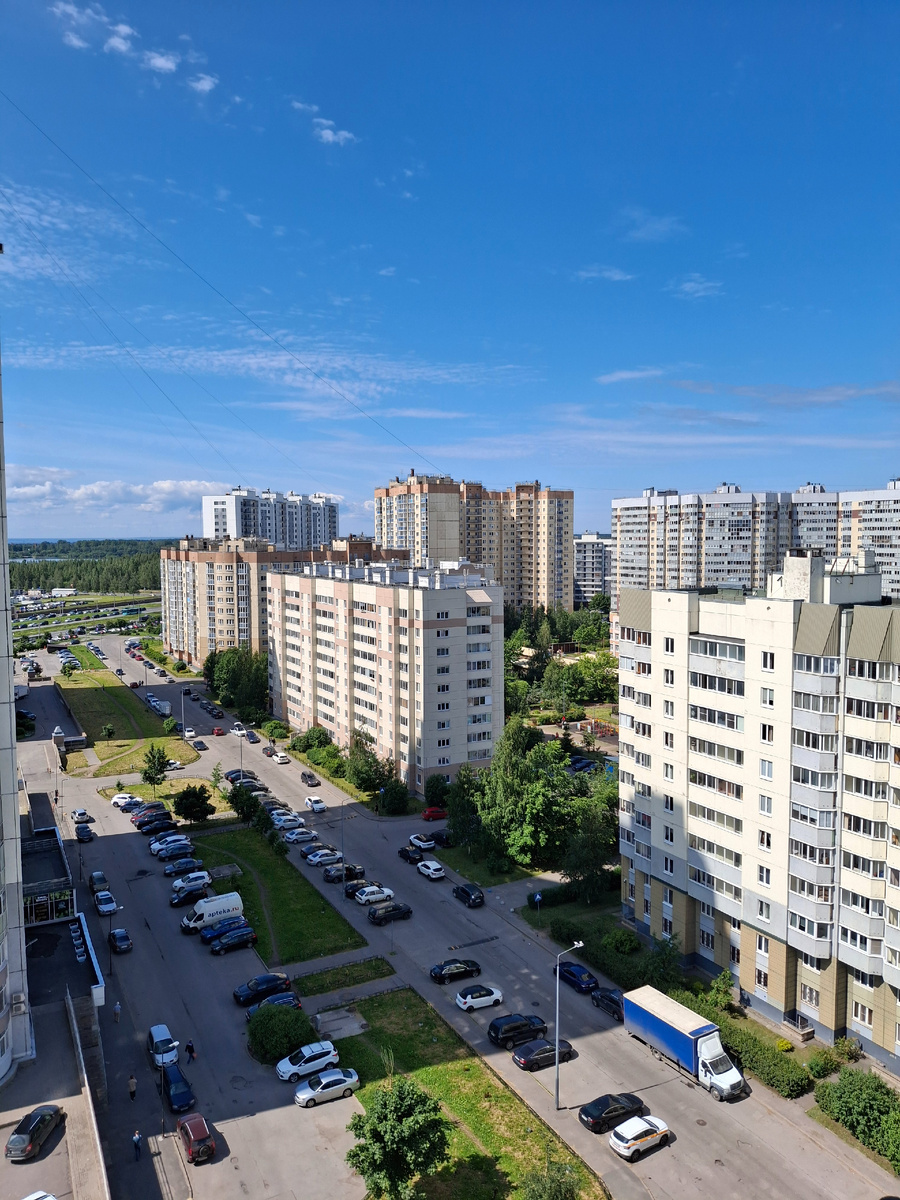 Фото автора. Вид из наших окон не такой красивый как у дочки, у нее под окнами море зелени, разных деревьев. 