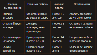 Схемы формирования огурцов 