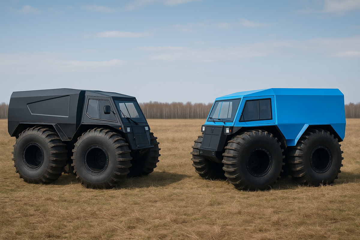 KHAN в стеклопластиковом и алюминиевом кузове (слева направо)