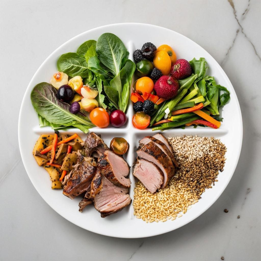 всего  понемногу и обязательно свежая зелень